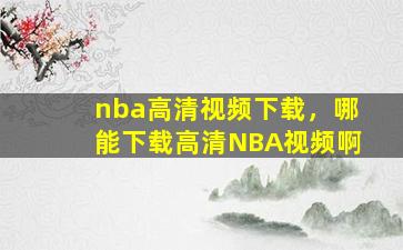 nba高清视频下载，哪能下载高清NBA视频啊