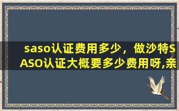 saso认证费用多少，做沙特SASO认证大概要多少费用呀,亲们