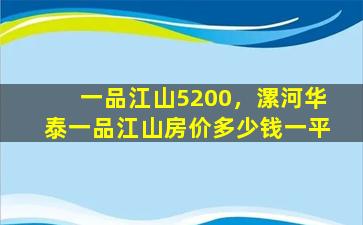 一品江山5200，漯河华泰一品江山房价*一平