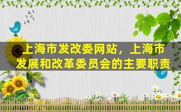 上海市发改委网站，上海市发展和改革委员会的主要职责