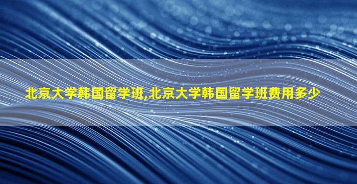北京大学韩国留学班,北京大学韩国留学班费用多少 北京大学韩国留学班,北京大学韩国留学班费用多少