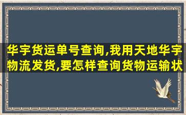 华宇货运单号查询,我用天地华宇物流发货,要怎样查询货物运输状态 华宇货运单号查询,我用天地华宇物流发货,要怎样查询货物运输状态