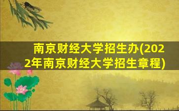 南京财经大学招生办(2022年南京财经大学招生章程)