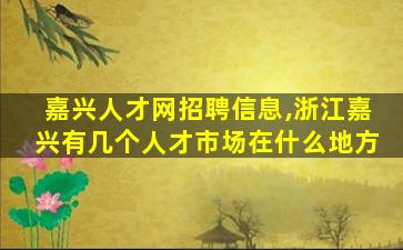 嘉兴人才网招聘信息,浙江嘉兴有几个人才市场在什么地方 嘉兴人才网招聘信息,浙江嘉兴有几个人才市场在什么地方