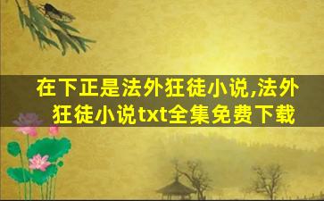 在下正是法外狂徒小说,法外狂徒小说txt全集免费下载 在下正是法外狂徒小说,法外狂徒小说txt全集免费下载