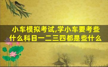 小车模拟考试,学小车要考些什么科目一二三四都是些什么 小车模拟考试,学小车要考些什么科目一二三四都是些什么