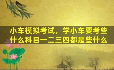 小车模拟考试，学小车要考些什么科目一二三四都是些什么