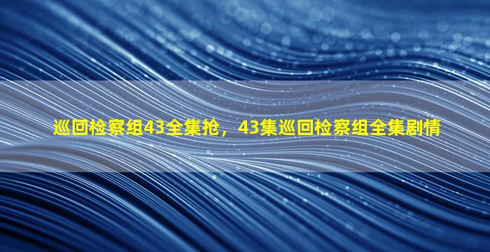 巡回检察组43全集抢，43集巡回检察组全集剧情