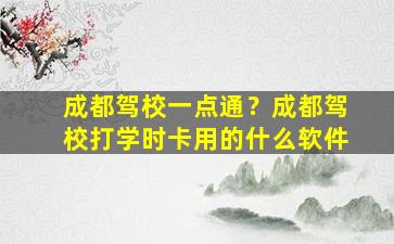 成都驾校一点通？成都驾校打学时卡用的什么软件