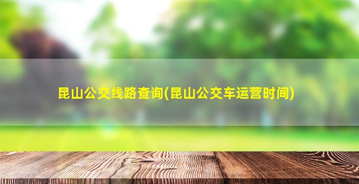 昆山公交线路查询(昆山公交车运营时间)