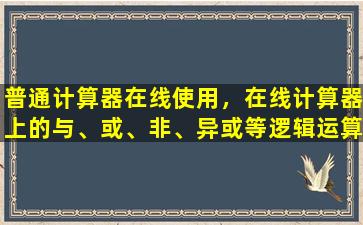 普通计算器在线使用，在线计算器上的与、或、非、异或等逻辑运算键如何使用