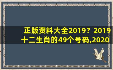 正版资料大全2019？2019十二生肖的49个号码,2020十二生肖的49个号码