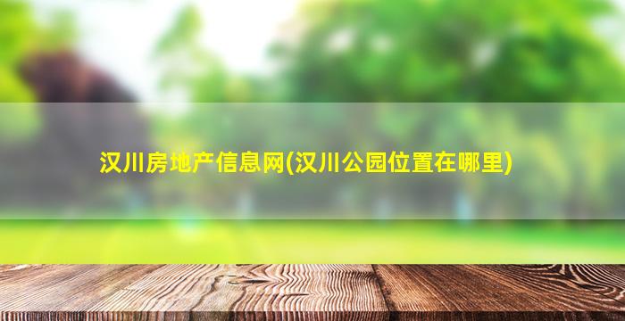 汉川房地产信息网(汉川公园位置在哪里)