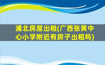 浦北房屋出租(广西张黄中心小学附近有房子出租吗)