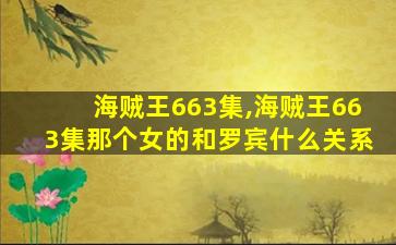 海贼王663集,海贼王663集那个女的和罗宾什么关系 海贼王663集,海贼王663集那个女的和罗宾什么关系