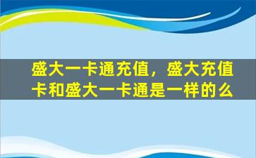 盛大一卡通充值，盛大充值卡和盛大一卡通是一样的么