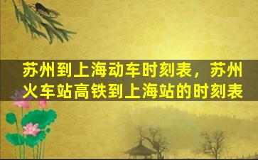 苏州到上海动车时刻表，苏州火车站高铁到上海站的时刻表