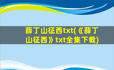 薛丁山征西txt(《薛丁山征西》txt全集下载)