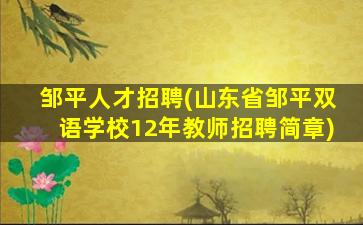 邹平人才招聘(山东省邹平双语学校12年教师招聘简章)